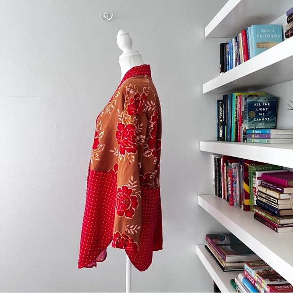 Free People Red Forget Me Not Kimono Sz small - Picture 6 of 12